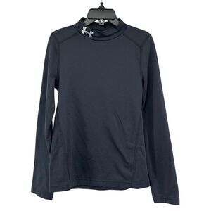Under Armour Youth Black Cold Gear Fitted Mock Neck Long Sleeve Top Small